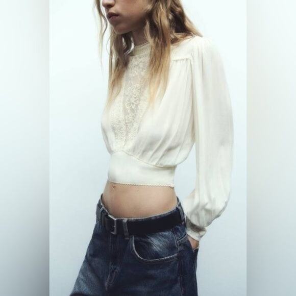 Zara Embroidered Long Sleeve Shirt Large NWT - Picture 7 of 10